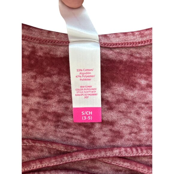 No Boundaries Shirt Womens Small Burgundy Burnout V Neck Lattice Hem Top - Picture 4 of 8
